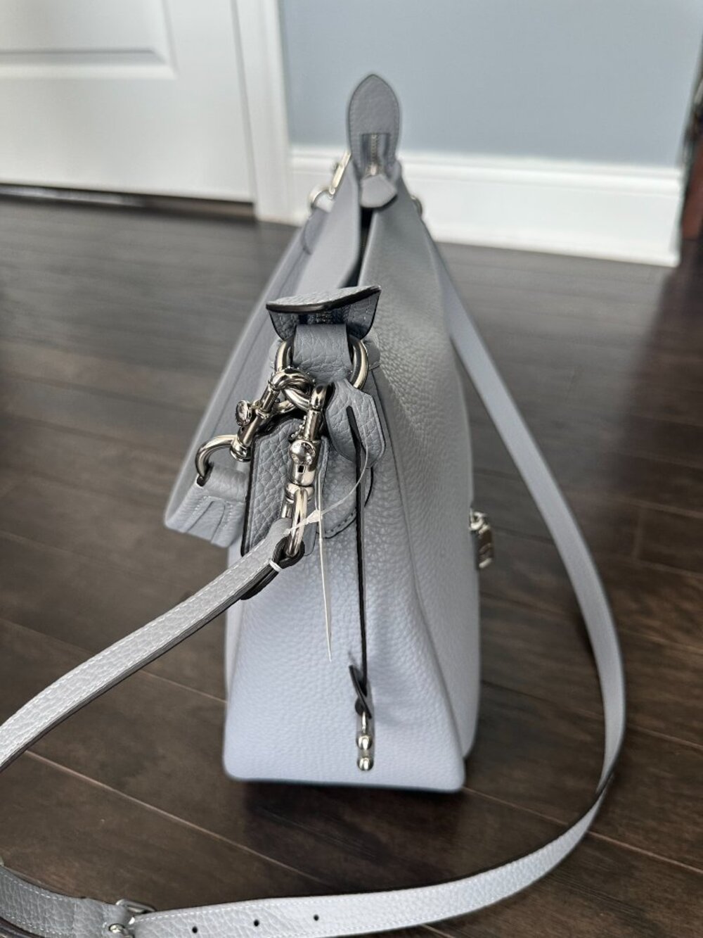 Coach Grey Blue Pebble Leather Cary Crossbody Bag Style #F2332-CC435 *NWT* - Picture 4 of 14